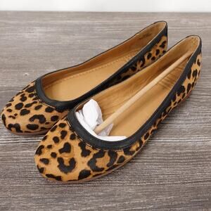 New! Frye Shoes Womens Size 6 Brown Leopard Carson Ballet Haircalf Leather Flats